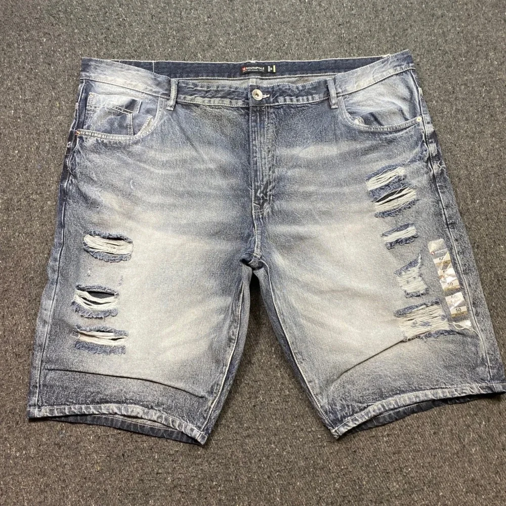 Southpole Denim Shorts 50 Mens Blue Skater Y2K Distressed Ripped Baggy Hip Hop